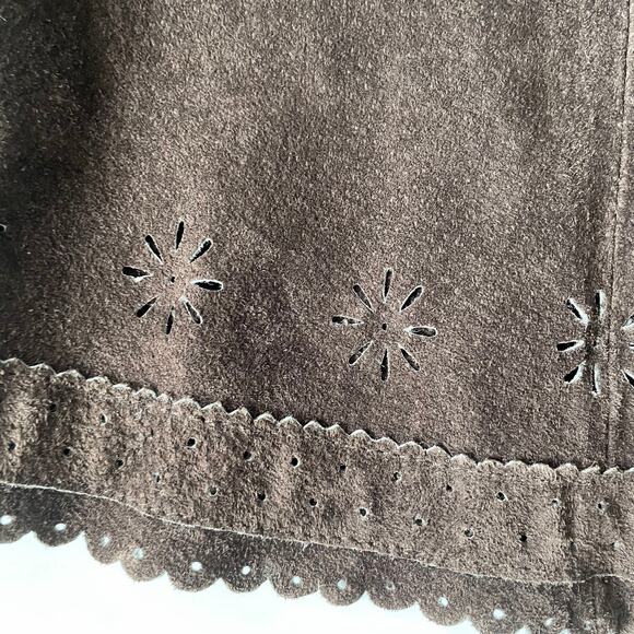 Vintage 1990s Live a Little Suede Shacket Button Down Floral Cutout L EUC - Picture 11 of 13